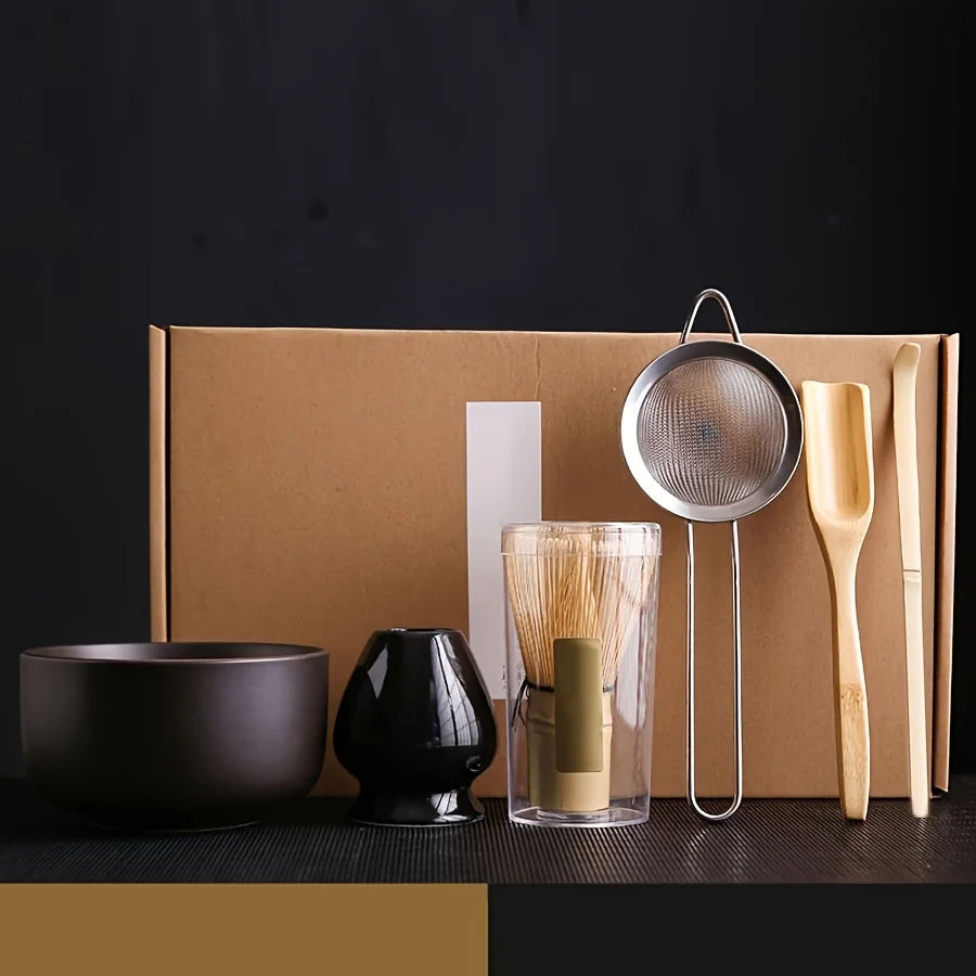 6PCS/Set Japanese-style Matcha Bowl , Spoon, Tea Whisk, Sieve Mesh, Perfect Gift For Ceremony, Traditional Decoration