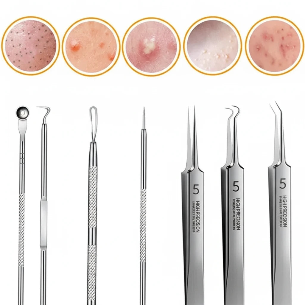 11Pcs Acne Needle Blackhead Clip Remover Extraction Pore Black Head Clean Face Skin Care Cleansing Needle Blemish Removal Tool