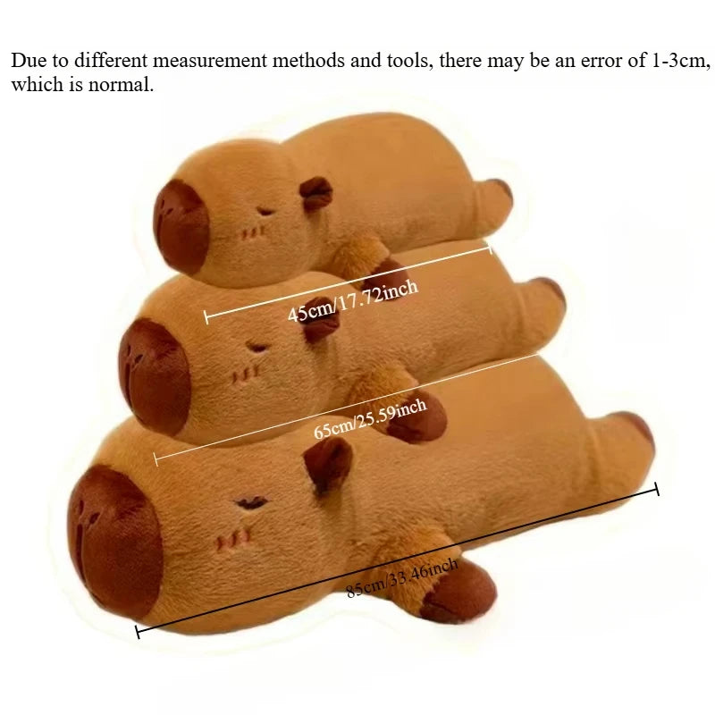 Kawaii Capybara Plush Toy Stuffed Capibara Fluffy Doll Long Sleep Soft Pillow Sofa Cushion Nap Sleeping Toys for School  Xmas