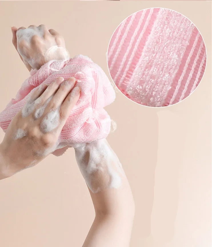 Nylon Bath Exfoliating Towel & Back Scrub Brush – Shower Sponge Body Scrubber for Bathroom Daily Use