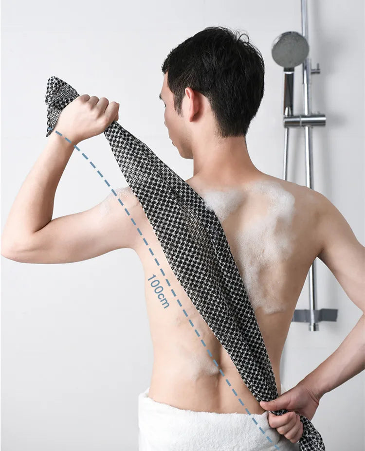 Nylon Bath Exfoliating Towel & Back Scrub Brush – Shower Sponge Body Scrubber for Bathroom Daily Use